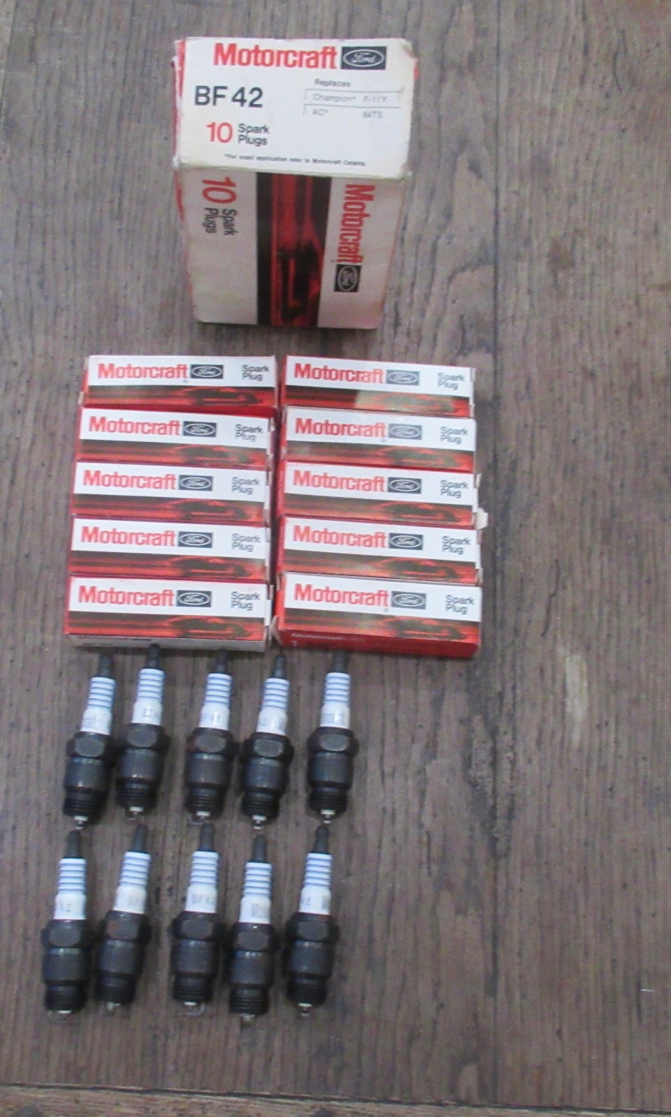Ford Autolite Motorcraft BF42 Spark Plugs B8A-12405A all 10 boxes mark ford  NOS