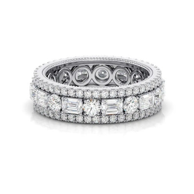 18 K Weißgold Band Lab Created 4 Kt Smaragdschliff Diamant Verlobung 6,2 mm