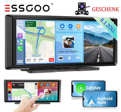 8'' Portable Wireless Apple CarPlay & Android Auto Car Stereo Radio+Backup Camera
