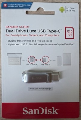 SanDisk Ultra Dual Drive Luxe USB Type-C Flash Drive 512GB SDDDC4-512G-G46