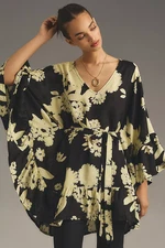 NWT Anthropologie Bel Kazan Tie Ruffle Printed Kaftan One size