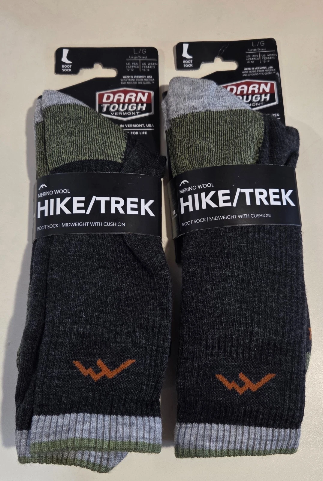 Darn Tough 1403 LIME Hike/Trek Boot Midweight w cushion LARGE Unisex M10-12