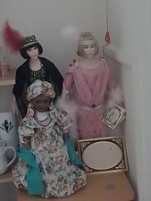 Set Of 3 Alberon Porcelain Dolls. 1920s  With Certificates. African Doll W/out