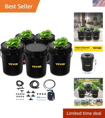 5 Gallon DWC Hydroponic System   5 Buckets, Pump & Air Stone for Indoor/Outdoor