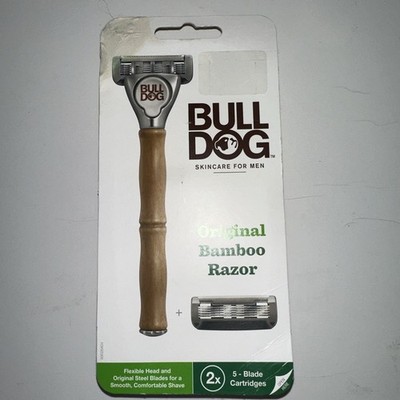 Bulldog Original Bamboo Razor with Handle and 2 Cartridges New In Box