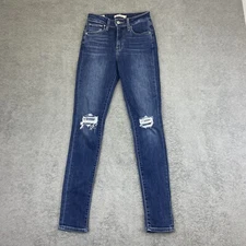 Levis Jeans Size 25 (24x29) Big E 721 High Rise Skinny Stretch Blue Denim