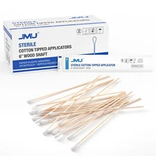 200Pcs JMU 6 Inch Sterile Cotton Tipped Applicators Long Medical Cotton Swabs