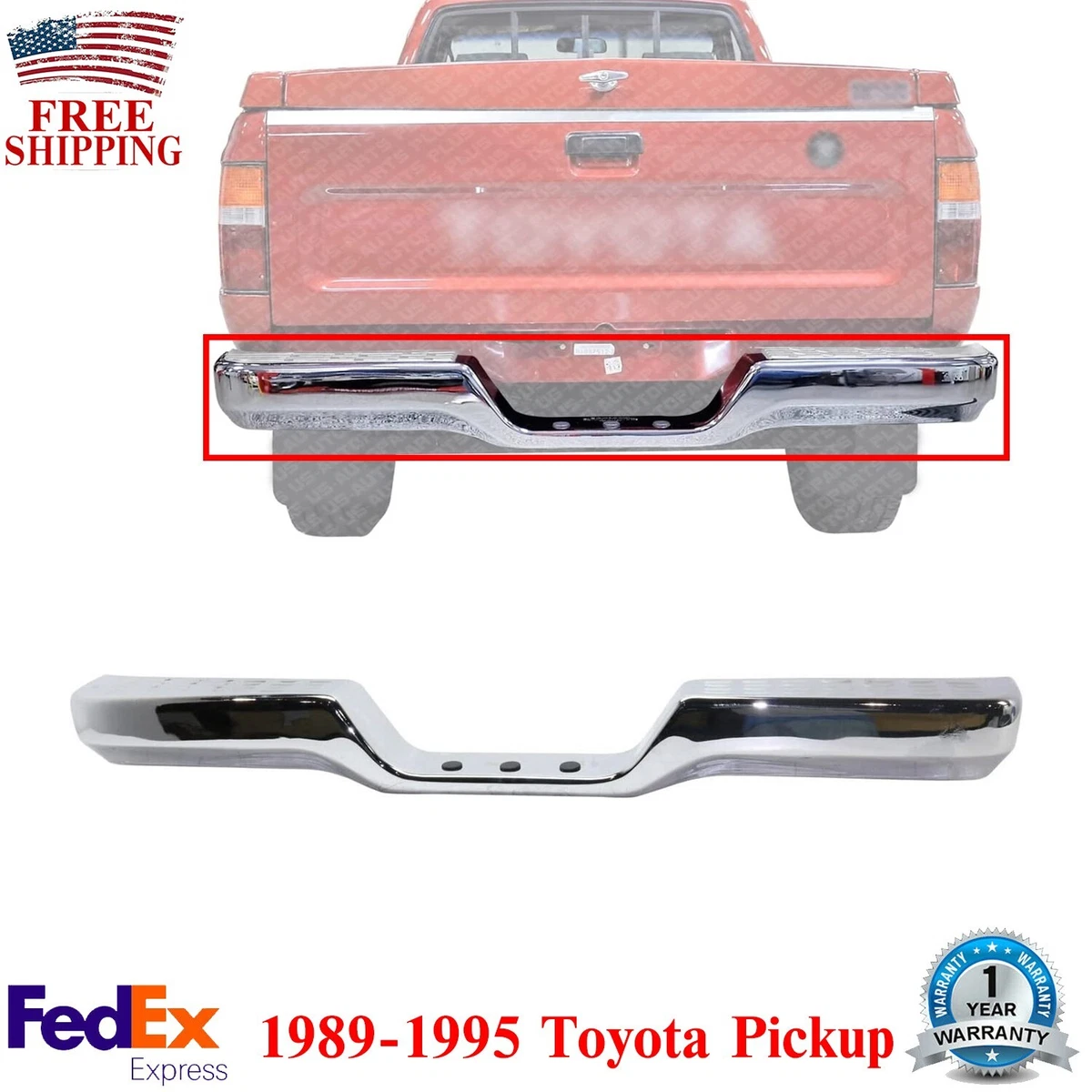 Rear Step Bumper Assembly Chrome Steel Without Brackets For 89 95