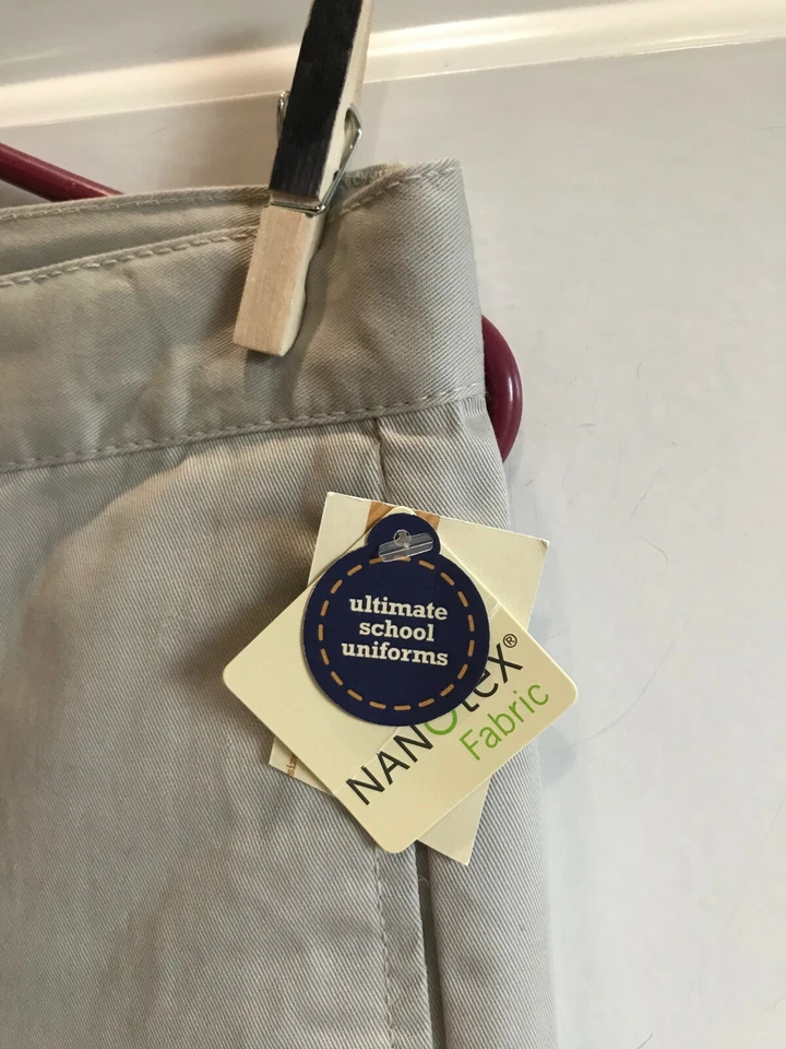 Nuevos Pantalones Uniforme Cherokee Niños Talla 16 Cintura Ajustable Color Oyster Foto 3 de 4