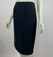 Armani Collezioni Italy Black Straight Skirt Silk Blend Zip Closure Women 10