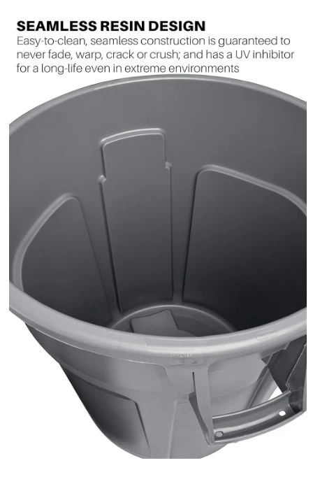 Bote de basura/basura redondo de alta resistencia Rubbermaid Commercial Products BRUTE,...  Foto 2 de 4