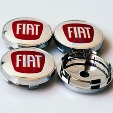 4 x 60mm F&uuml;r Fiat Silber+Rot Emblem Alufelge Auto Wheel Nabendeckel Nabenkappen