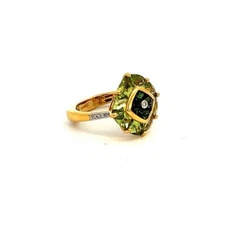 Bellari Diamond .05tcw Green Topaz Peridot 18k Yellow gold ring sz 7 NEW