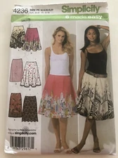 Simplicity Pattern 2006 #4236 Misses' Slim & Flared Skirts Sizes 12-20 Uncut