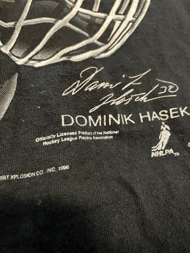 Vintage Buffalo Sabres Dominik Hasek T Shirt 1996 Single Stitch NHL - Picture 3 of 12