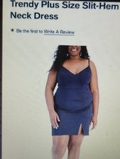 Emerald Sundae trendy plus size slit-hem v neck dress  (size 22)