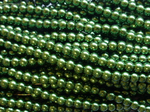 1 hebra (140 cuentas) x 6 mm cuentas de perlas de vidrio verde oscuro imitación perlas - Imagen 1 de 2