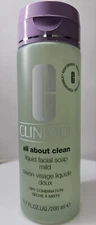 Clinique All About Clean Liquid Facial Soap Mild 6.7oz / 200ml Dry Combo Skin 