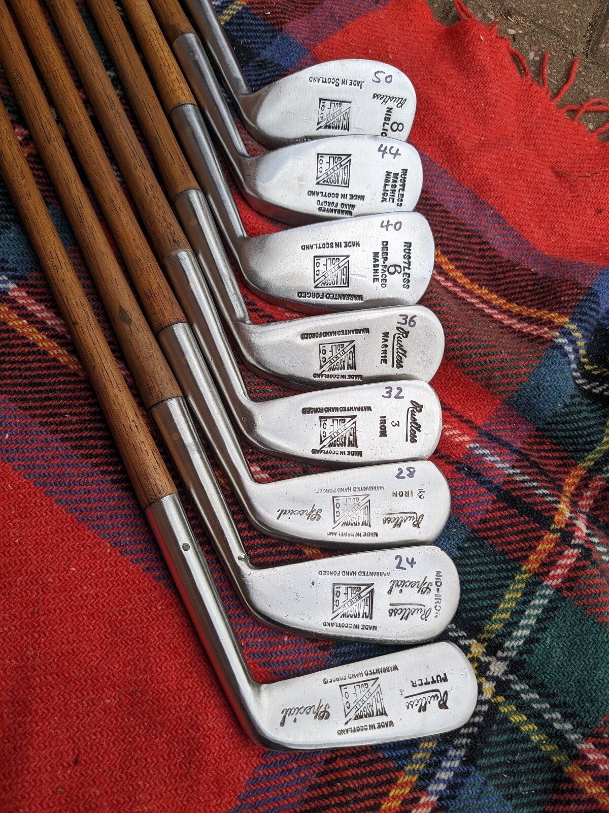 Set of irons hickory golf clubs Glasgow Golf School. TimewarpGolf