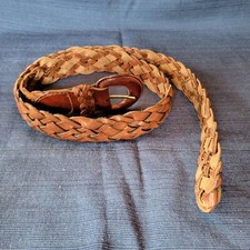 Vintage GH Bass Braided Belt Genuine Leather Plaited Buckle Adjustable LARGE