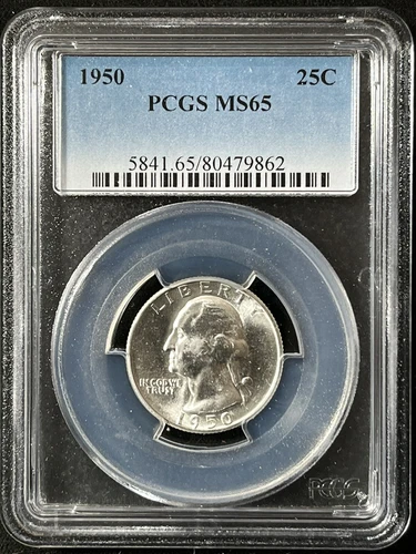 1950  25C Washington Quarter Dollar PCGS MS65   80479862