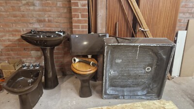Vintage Brown Bathroom Suite, Toilet, Bidet, Sink, ShowerTray,Late 70s ...