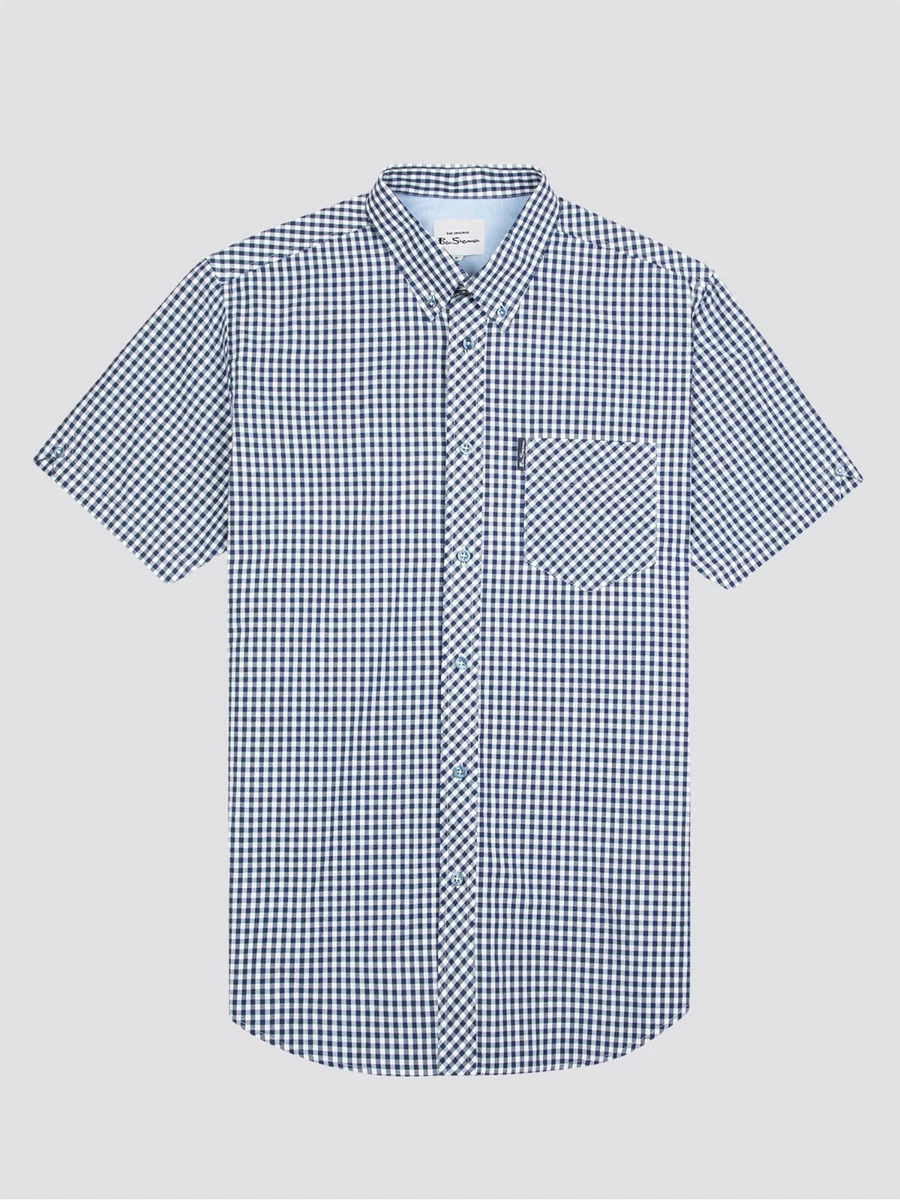 Ben Sherman Camicia a maniche corte da uomo, a quadri, colore rosso, taglie da 2XL a 8XL, Rosso, 3XL plus