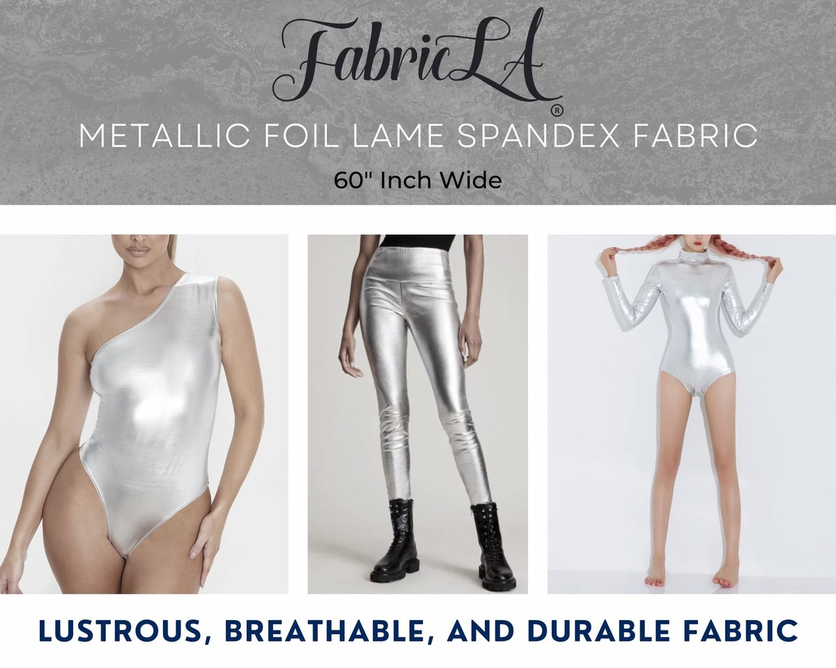 Metallic Silver Foil Spandex 60