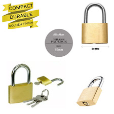 Brass Padlock Small Durable Lightweight For Suitcase Gym Locker Cabinet 20-40mm