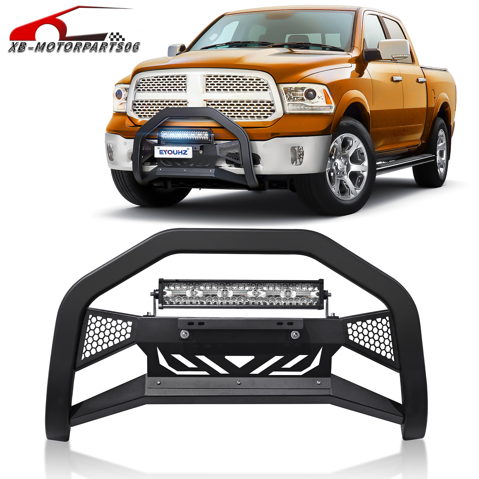 Bull Bar Front Grille Guard Bumper For 09-2018 Dodge Ram 1500 & 19-2024 Classic