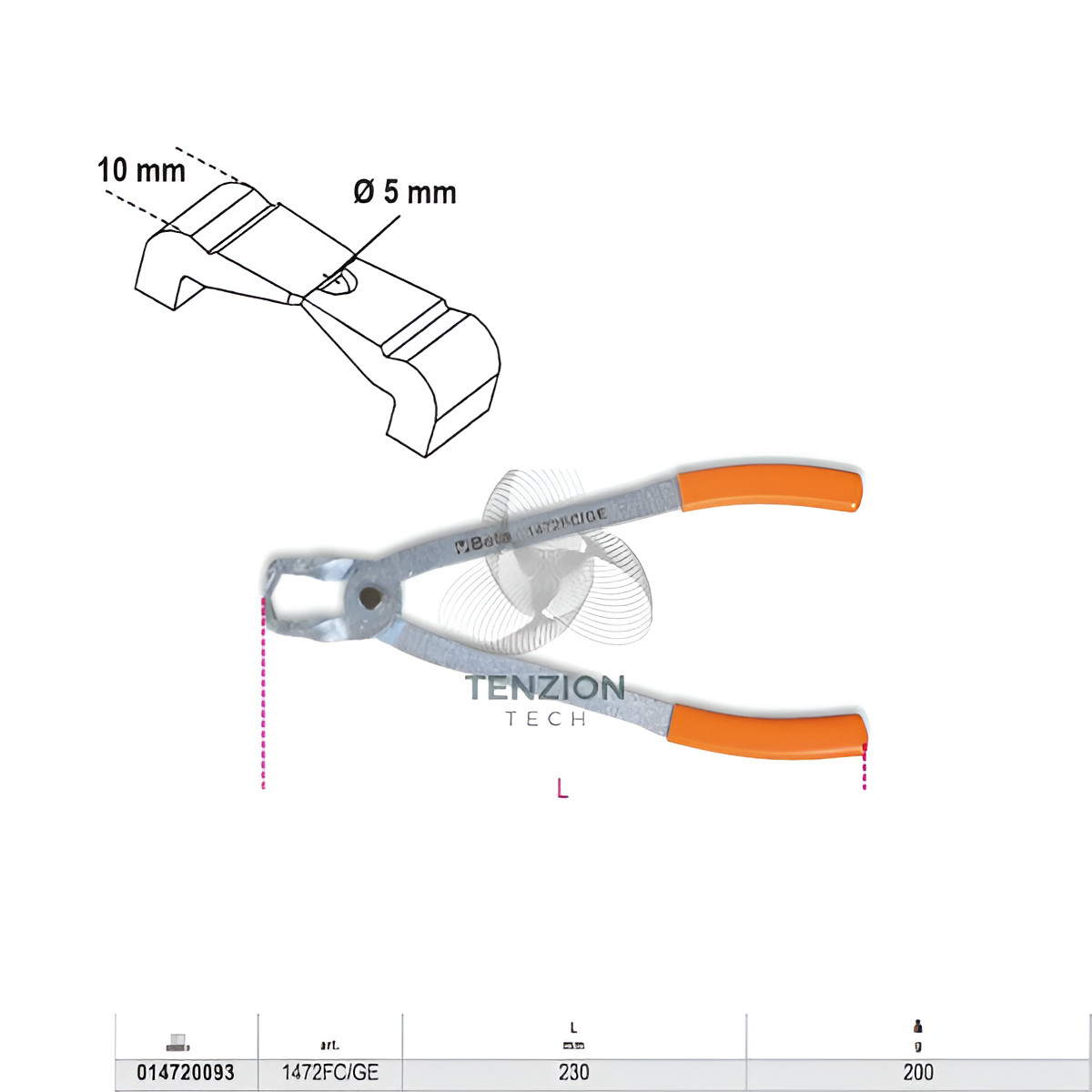Beta 1472FC/GE: Pinza Ergonomica per Fascette Clic di Grandi Dimensioni