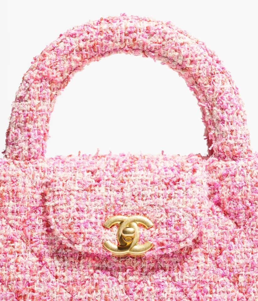 New Chanel 24P KELLY Nano Barbie Pink Tweed Top Handle Shopping Bag ...