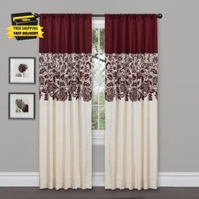 Estate Garden, Curtain Panel, Red 54.00" X 1.00" ⭐️⭐️⭐️⭐️⭐️