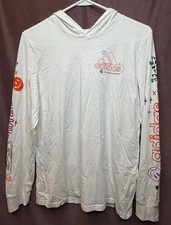 Adidas Kids White Hoodie Long Sleeve Shirt Size L The Badge of Sport Doodle T