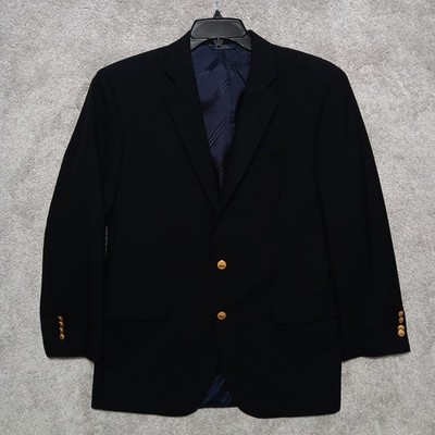 Brooks Brothers Loro Piana Blazer Men's 41R Navy Gold Logo Buttons Madison 1818 