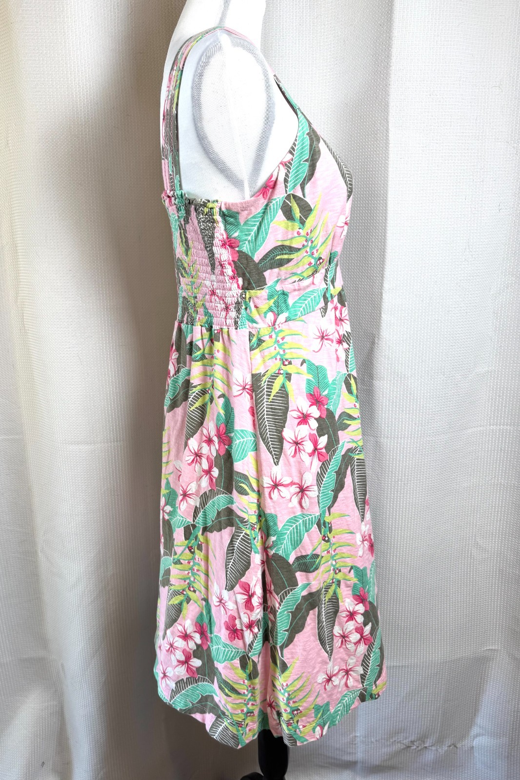 Tommy Bahama Livia Leaves Sundress XL Cotton Pink Tropical Sleeveless Resort EUC