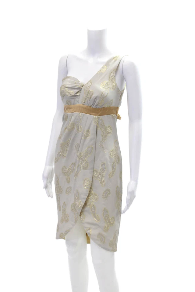 Voom by Joy Han Womens Silk Printed One Shoulder Sleeveless Dress Gray Size XS - Image 2 of 4