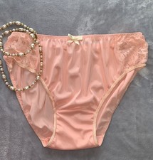 Vtg Nylon Full Brief Hi Cut Panties XL 8 Lingerie Wide Dbl Mushroom Gusset