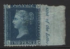 GB 1858 2d blue plate 13 LL f mint inscription marginal sg46 v fresh c£375
