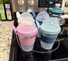 4 Pack Yogurt Parfait Cups with Lids Reusable 20 oz Overnight Oats Containers...