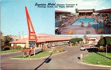Sunrise Motel Las Vegas Nevada Pool Scene Tropicana Flamingo Area Postcard