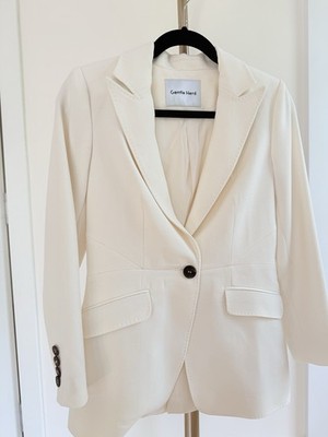 Gentle Herd Ivory Notch Lapel Blazer Regular Fit Single-Breasted Women's S