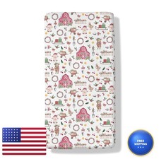Pink Farm Animals Fitted Crib Sheet 52''x28''