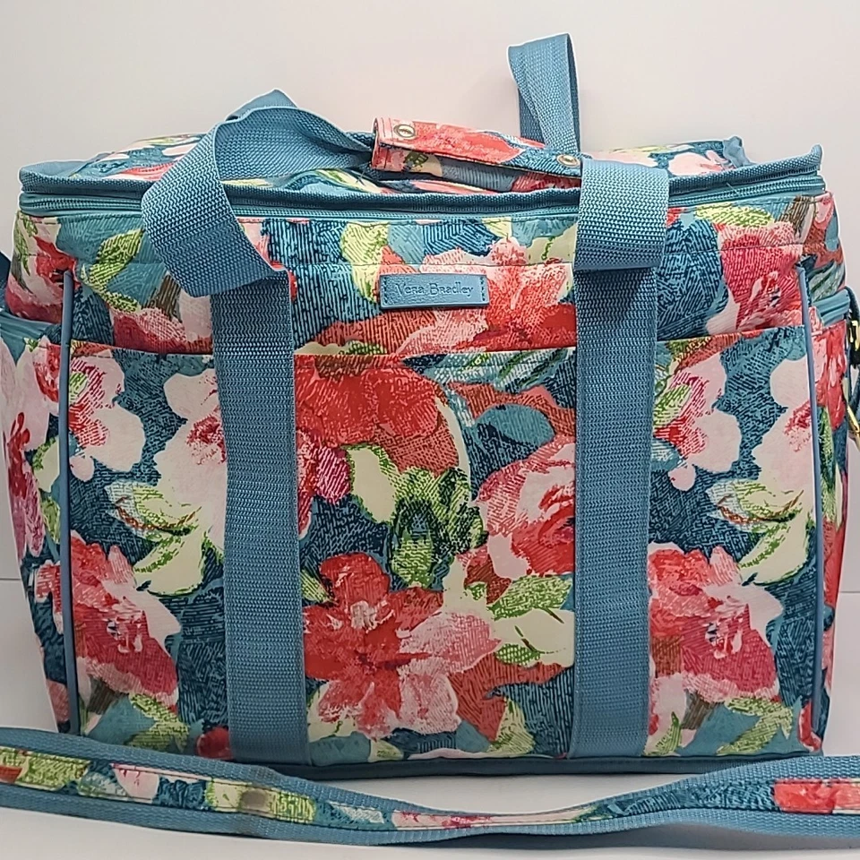 Bolso refrigerador de playa floral grande muy Bradley azul rosa 15" X12"x10" por favor leer Foto 2 de 4