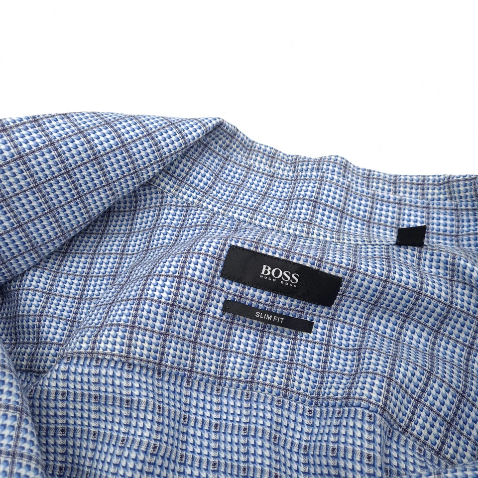 HUGO BOSS Camicia Da Uomo Formale Classica Blu Slim Fit Fs3 Taglia L 41/42 - Immagine 4 di 4