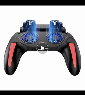Mobile Game Controller with Cooling Fan, Trigger Buttons, Ergonomic Grip, Black 