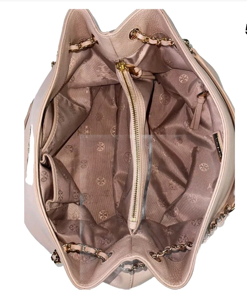 Bolso de Mano/Bolso de Hombro Tory Burch Britten Triple Compartimento de Cuero Rosa Concha Foto 2 de 4