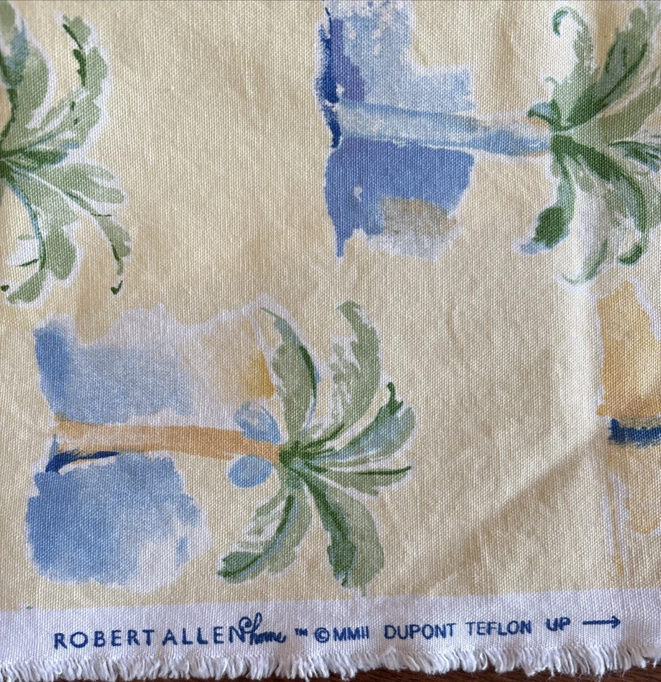 Tela para el hogar Robert Allen palmeras amarillo pálido 1,75 + yardas remanente Foto 4 de 4