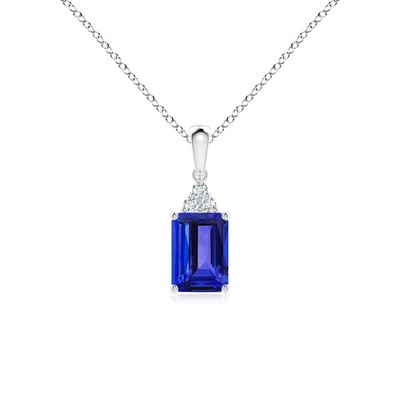 ANGARA 1,04 kt natürlicher Tansanit Anhänger Halskette mit Diamant in Sterlingsilber