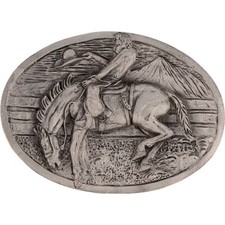 Bucking Bronc Bronco Rider Horse Rodeo Cowboy Western 1980s Vintage Belt Buckle